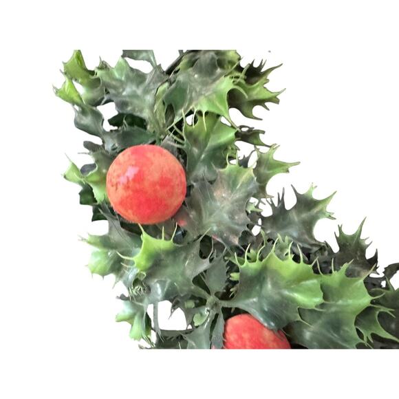 Plastic Christmas Fruit Wreath VTG Holly Holiday Door Decor Santa Mistletoe READ - Picture 3 of 7